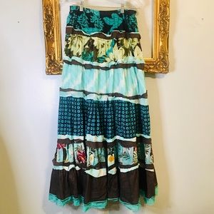 INGENUE Women's long skirt, maxi length & layered Great Fall skirt SIZE XL